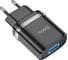 Сетевое зарядное устройство Hoco n1 ardent 1xusb, 2.4а, led + usb кабель type-c, 1м (черный) 0L-MG-WF339 3