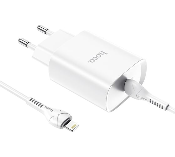 Сетевое зарядное устройство Hoco n14 1xusb-c, 3а, pd20w + usb-c кабель lightning 8-pin, 1м (белый) 0L-00050618
