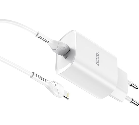 Сетевое зарядное устройство Hoco n14 1xusb-c, 3а, pd20w + usb-c кабель lightning 8-pin, 1м (белый) 0L-00050618