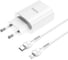Сетевое зарядное устройство Hoco n14 1xusb-c, 3а, pd20w + usb-c кабель lightning 8-pin, 1м (белый) 0L-00050618 1