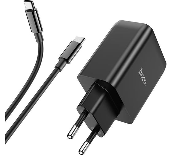 Сетевое зарядное устройство Hoco n18 phenomenon 1xusb, 2xusb-c, 3а, pd65w, qc3.0, gan + usb-c кабель type-c, 1м (черный) 0L-00051194
