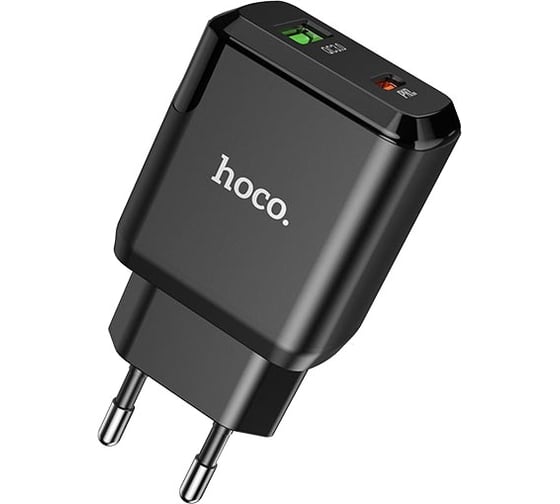 Сетевое зарядное устройство Hoco n5 favor 1xusb, 1xusb-c, 3а, pd20w, qc3.0 (черный) 0L-00050619