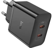 Сетевое зарядное устройство Hoco n35 streamer 2xusb-c, 3а, pd45w, qc3.0, gan (черный) 0L-00058907