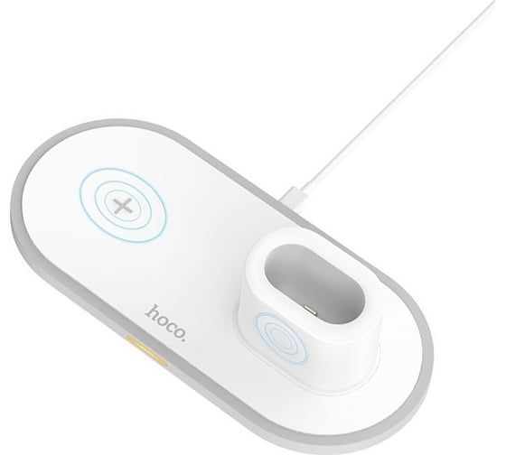 Беспроводное зарядное устройство Hoco cw21 wisdom 3в1 для смартфона/iwatch/airpods, 10w/2w/3w, 1м (белый) 0L-00043610