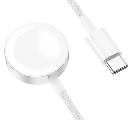 Беспроводное зарядное устройство Hoco cw46 для iwatch 1-8/se/se2/ultra, 5v/0.35a, магнитное, 1м (белый) 0L-00058986