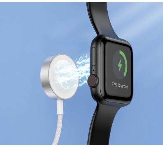 Беспроводное зарядное устройство Hoco cw46 для iwatch 1-8/se/se2/ultra, 5v/0.35a, магнитное, 1м (белый) 0L-00058986