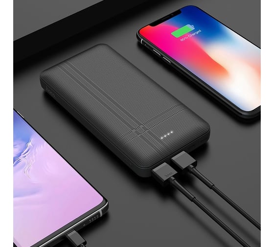 Внешний акб Hoco j48 nimble 10000mah, 2xusb, 2а, led, li-ion (черный) 0L-00048224