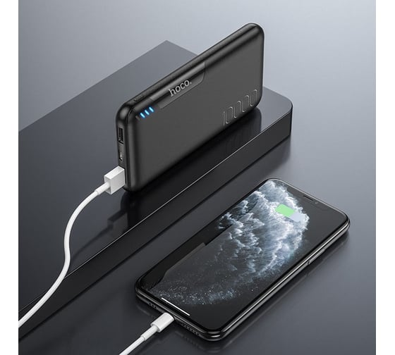 Внешний акб Hoco j82 easylink 10000mah, 2xusb, 2а, led, li-pol (черный) 0L-00053130