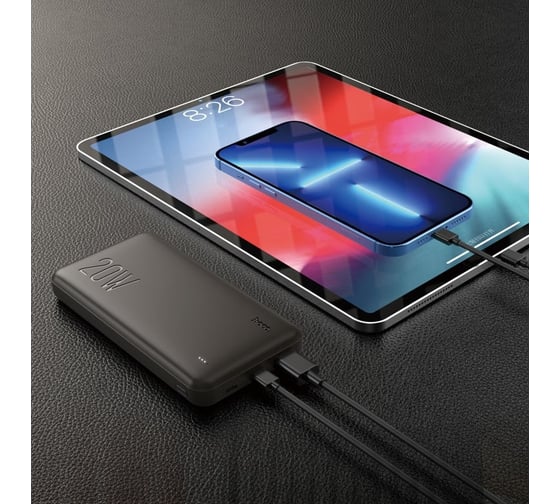 Внешний акб Hoco j87 tacker 10000mah, 1xusb, 1xusb-c, 3а, qc3.0, pd20w, led, li-pol (черный) 0L-00054474