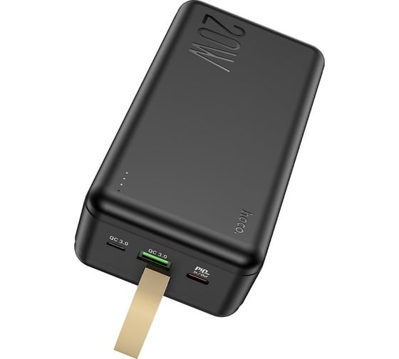 Внешний акб Hoco j87b tacker 30000mah, 1xusb, 1xusb-c, 1xmicrousb, 3а, pd20w, qc3.0, led, li-pol (черный) 0L-00057078