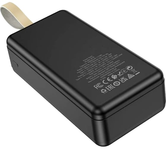 Внешний акб Hoco j87b tacker 30000mah, 1xusb, 1xusb-c, 1xmicrousb, 3а, pd20w, qc3.0, led, li-pol (черный) 0L-00057078