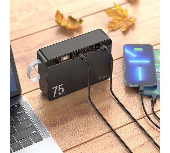 Внешний акб Hoco j94 overlord 75000mah, 3xusb, 1xusb-c, 22,5w, qc3.0, pd20w, led li-pol (черный) 0L-00057803