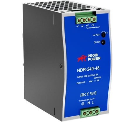 Источник питания Prompower ndr-240-48, на выходе 48 в dc, 5 а, 240 вт. входное 85-264 в ac (120-370 в dc) NDR24048