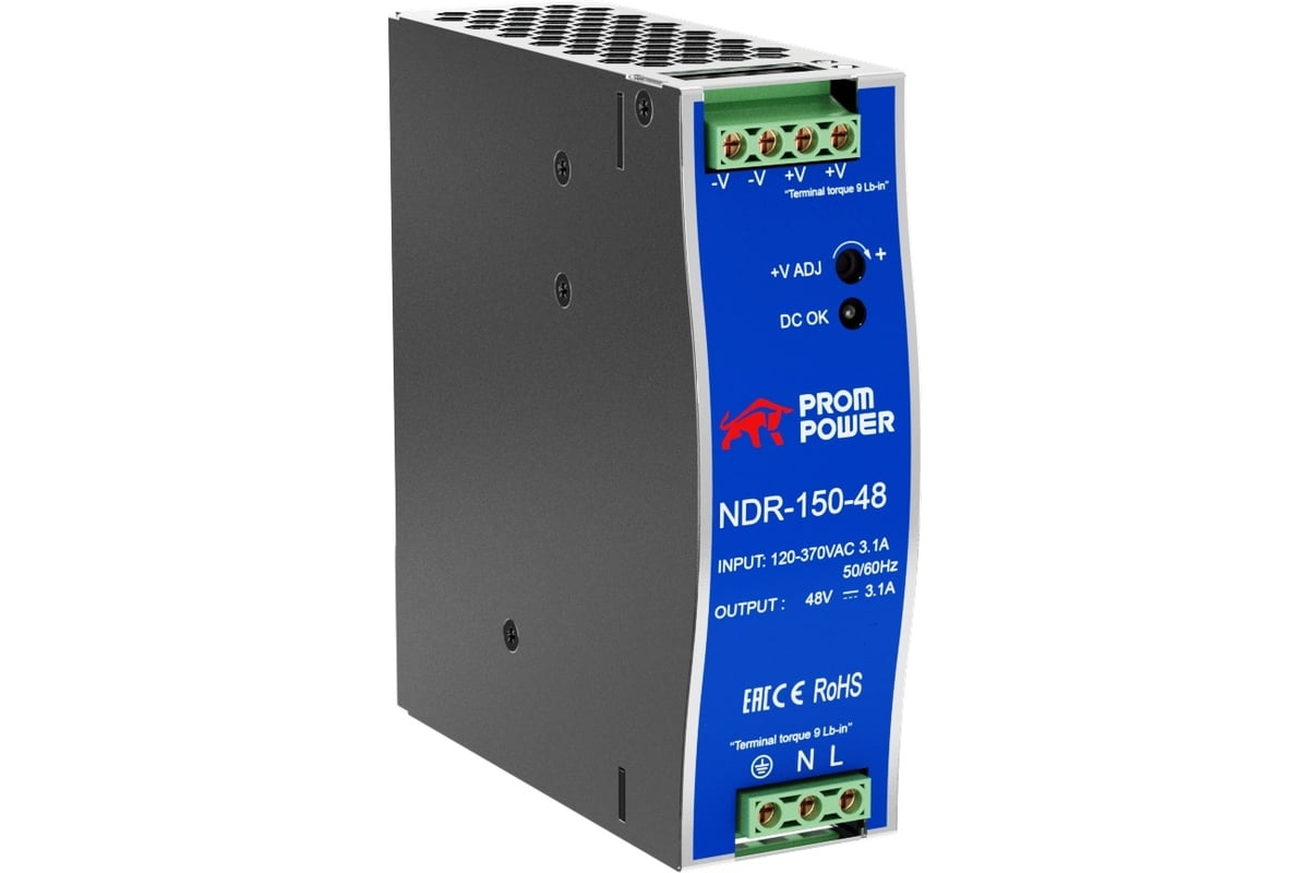 Источник питания Prompower ndr-150-48, на выходе 48 в dc, 3 а, 150 вт.  входное 85-264 в ac (120-370 в dc) NDR15048 - выгодная цена, отзывы,  характеристики, 1 видео, фото - купить в Москве и РФ