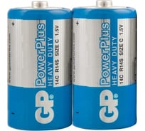 Солевые батарейки GP powerplus 14c типоразмера c, 2 шт. в пленке 14CEBRA-2S2