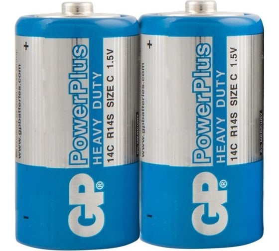 Солевые батарейки GP powerplus 14c типоразмера c,  2 шт. в пленке 14CEBRA-2S2 1