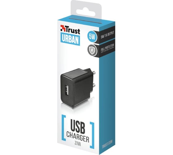 Зарядное сетевое устройство Trust ZIVA 5Вт 1хUSB 220В 21959