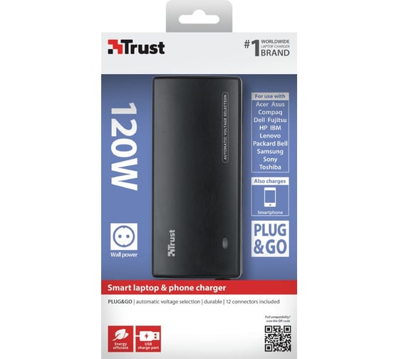 Универсальный блок питания Trust Plug&Go 125Вт д/ноутбуков 16891