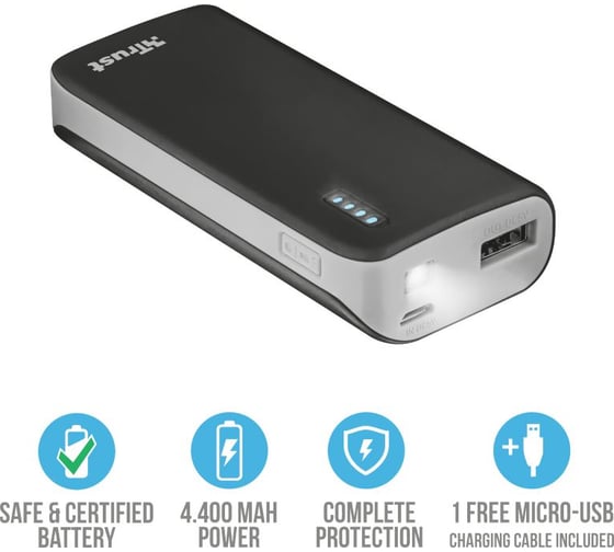 Powerbank Trust PRIMO 4400mAh чёрный 21224