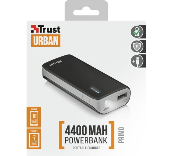 Powerbank Trust PRIMO 4400mAh чёрный 21224