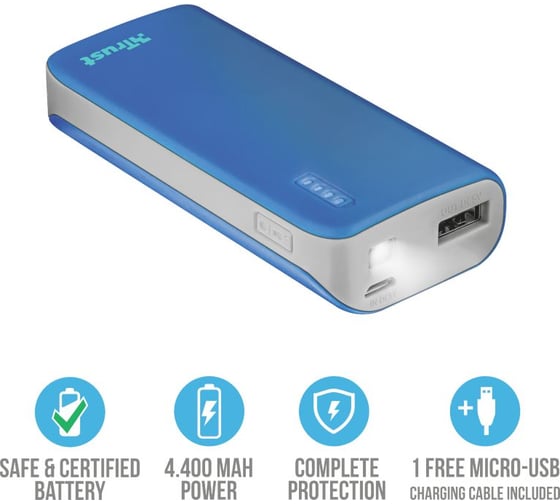 Powerbank Trust PRIMO 4400mAh голубой 21225