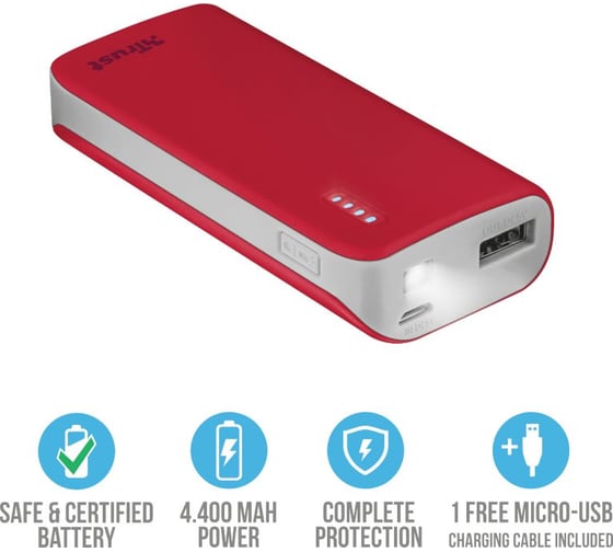 Powerbank Trust PRIMO 4400mAh красный 21226