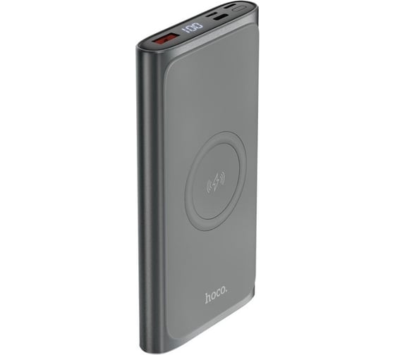 Внешний акб Hoco с бзу q6 aegis 10000mah, 1xusb, 2xusb-c, 3а, qc3.0, pd18w, qi10w, led, li-pol темно-серый 0L-00053128