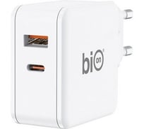 Сетевое зарядное устройство Bion gan, usb-a + usb-c, powerdelivery, 65 вт, белый BXP-GAN-PD-AC-65W