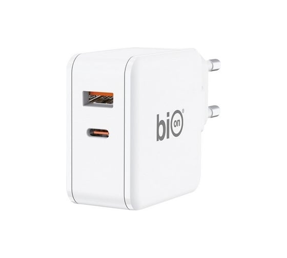 Сетевое зарядное устройство Bion gan, usb-a + usb-c, powerdelivery, 65 вт, белый BXP-GAN-PD-AC-65W