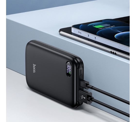 Внешний акб Hoco q2 galax 10000mah, 1xusb, 1xusb-c, 3а, qc3.0, pd20w, led дисплей, li-pol (черный) 0L-00051298