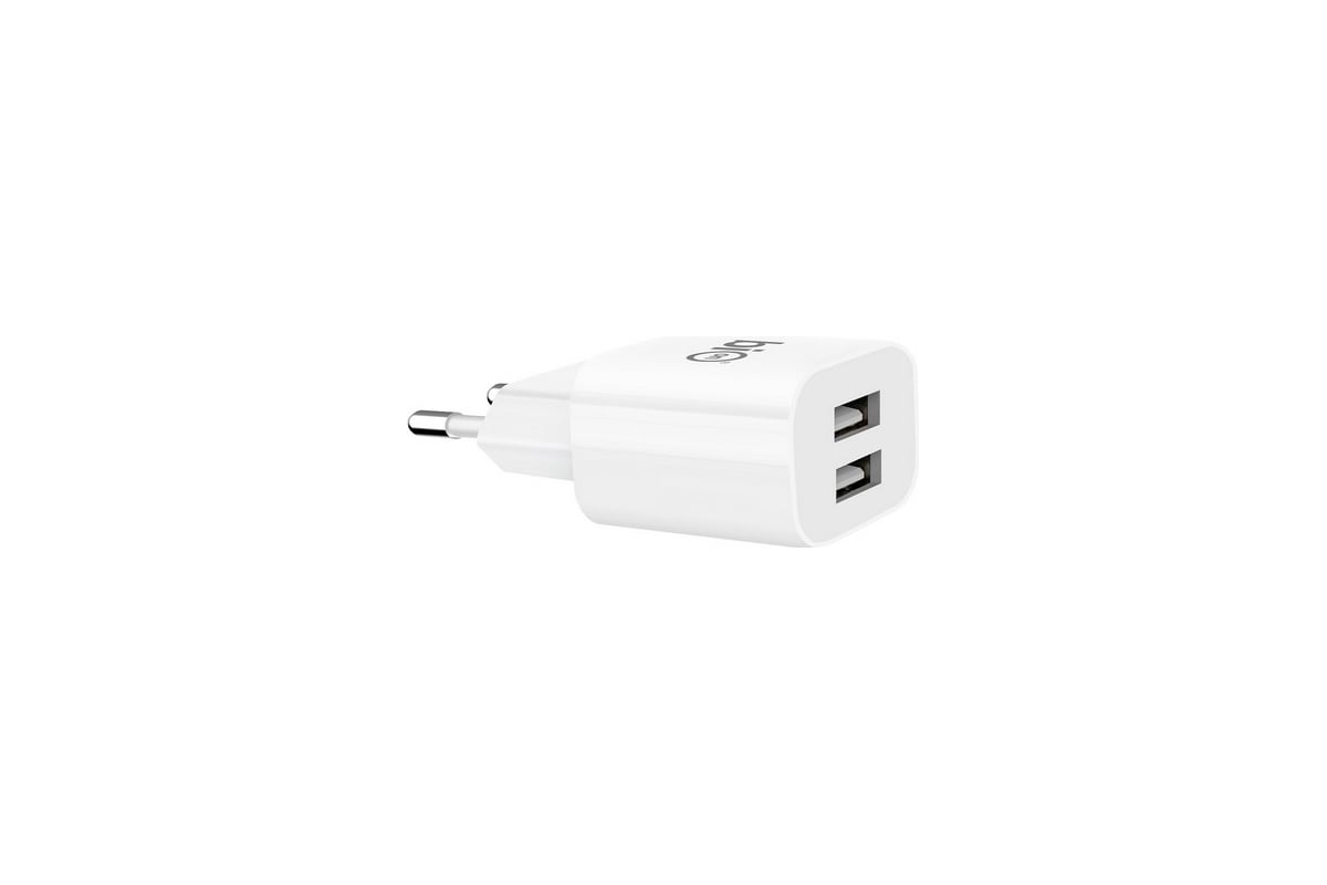 Сетевое зарядное устройство Bion 2usb-a, 10 вт, белый BXP-ADP-2A-10W