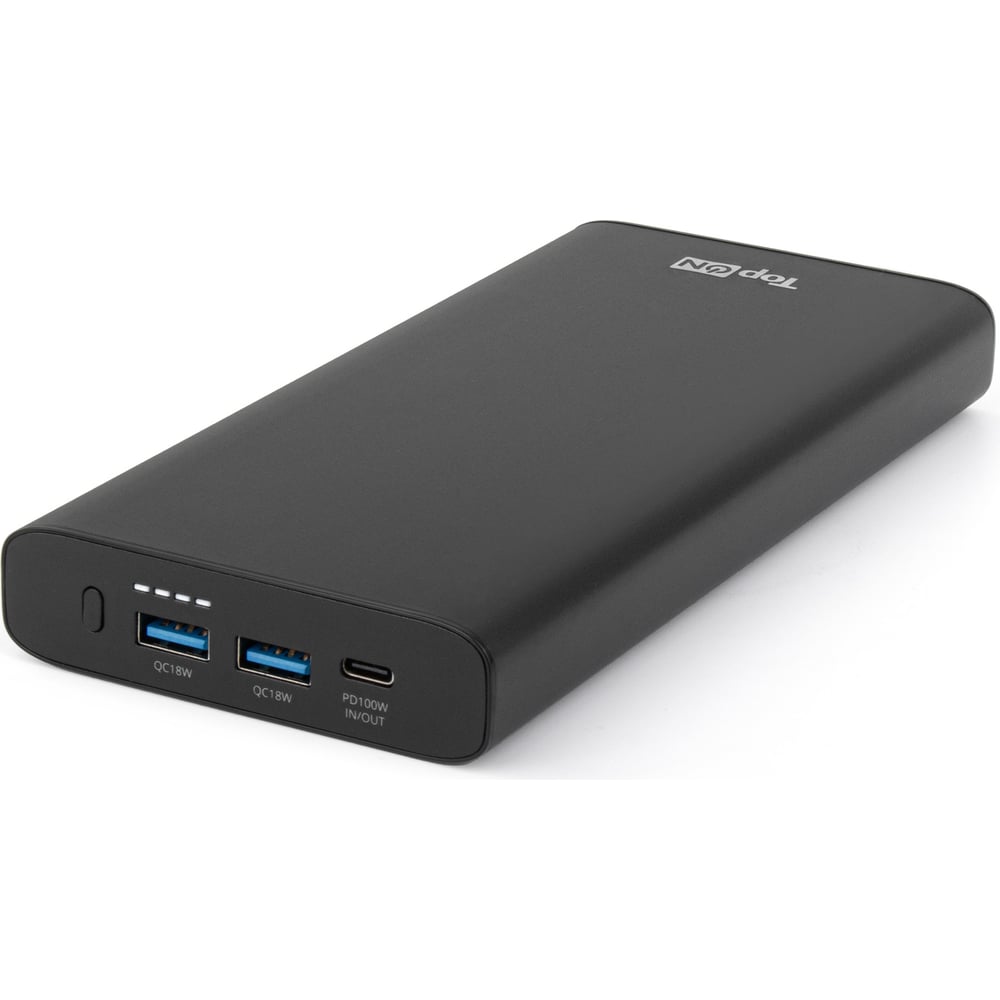 Внешний аккумулятор TopOn 26800mAh (96.48Wh) Type-C PD 100W, 2 USB QC3.0  18W, корпус алюминий черный TOP-T100 - выгодная цена, отзывы,  характеристики, фото - купить в Москве и РФ