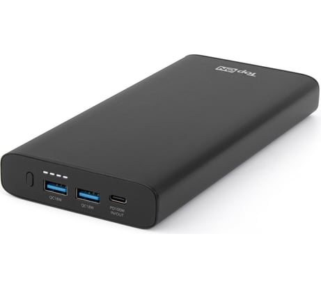 Внешний аккумулятор TopOn 26800mAh (96.48Wh) Type-C PD 100W, 2 USB QC3.0 18W, корпус алюминий черный TOP-T100