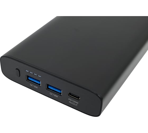 Внешний аккумулятор TopOn 26800mAh (96.48Wh) Type-C PD 100W, 2 USB QC3.0 18W, корпус алюминий черный TOP-T100