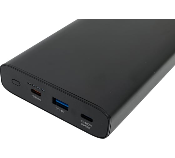 Внешний аккумулятор TopOn 22400mAh (82.88Wh) Type-C PD 140W, Type-C PD 100W, USB QC3.0 18W, Max 158W корпус алюминий черный TOP-T140