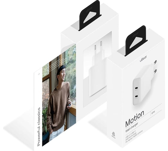 Сетевое зарядное устройство uBear Motion, GaN, 67 Вт WC15WH67-2C