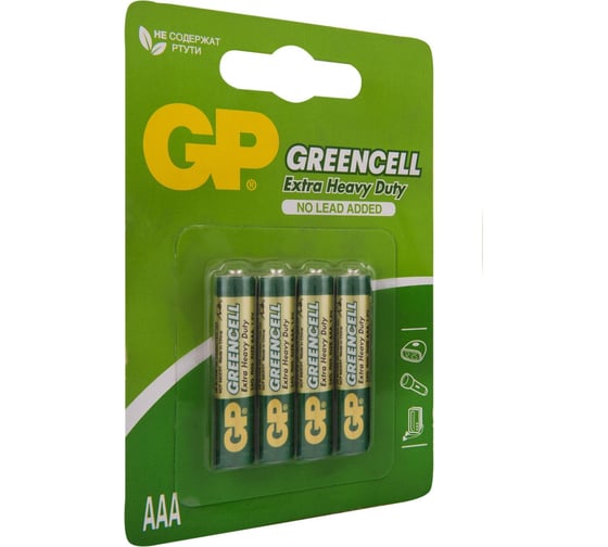 Солевые батарейки GP greencell 24g aaa - 4 шт. в блистре GP 24G-2CR4