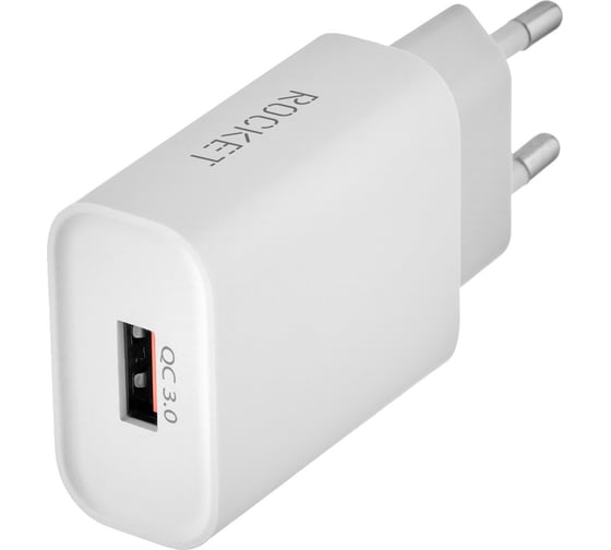 Сетевое зарядное устройство ROCKET 18W, USB-A и кабель USB-A,Type C RWCC505WH18AC-A