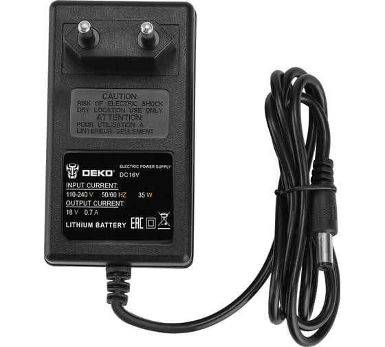 Зарядное устройство DEKO DC16V, 16В, 1,5Ач, Li-ion 065-1030