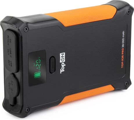 Внешний аккумулятор TopOn top-x38 pro 38000mah dc 84w, type-c pd 33w, usb qc3.0 18w, авторозетка 160w, защита ip65, led черный TOP-X38PRO