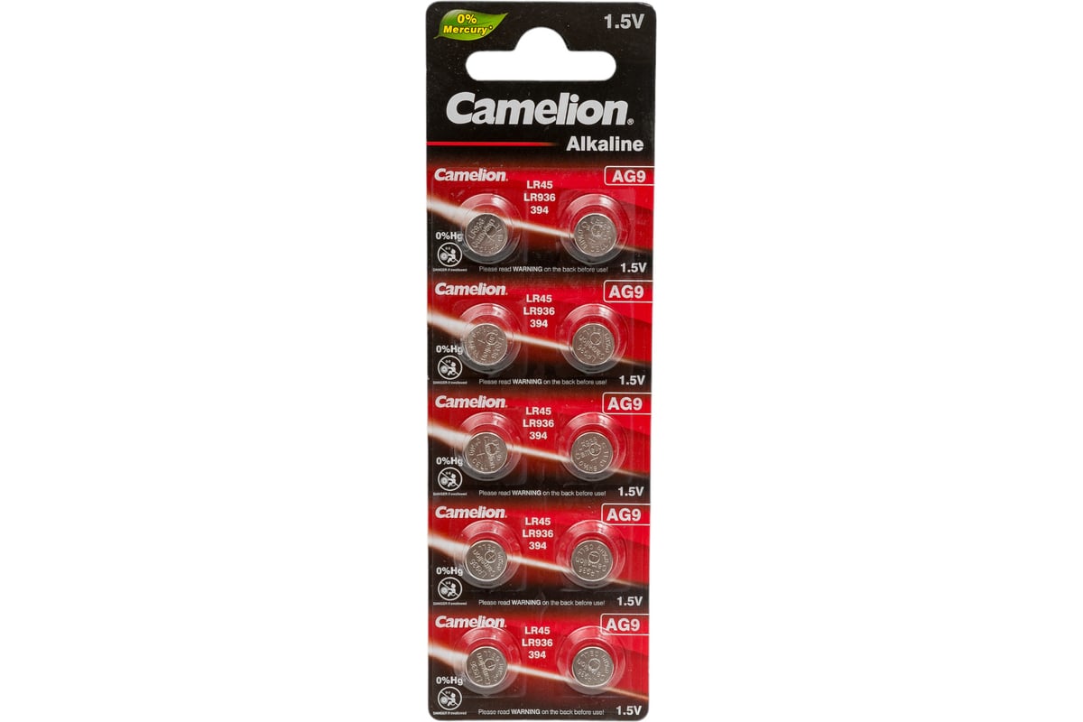 Батарейка для часов Camelion G9 BL-10 Mercury Free AG9-BP10 0%Hg  394A/LR936/194 12817 - выгодная цена, отзывы, характеристики, фото - купить  в Москве и РФ