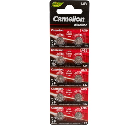 Батарейка для часов Camelion G9 BL-10 Mercury Free AG9-BP10 0%Hg 394A/LR936/194 12817