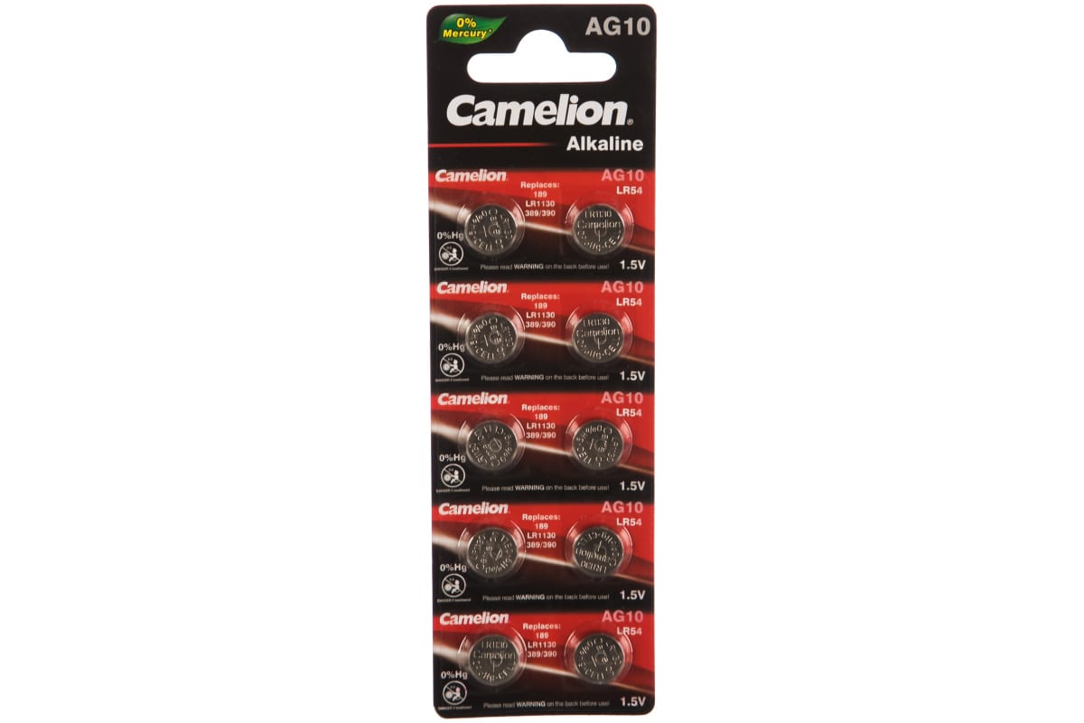 Pack de 10 piles Camelion Alcaline AG10 0% Mercury/Hg au meilleur