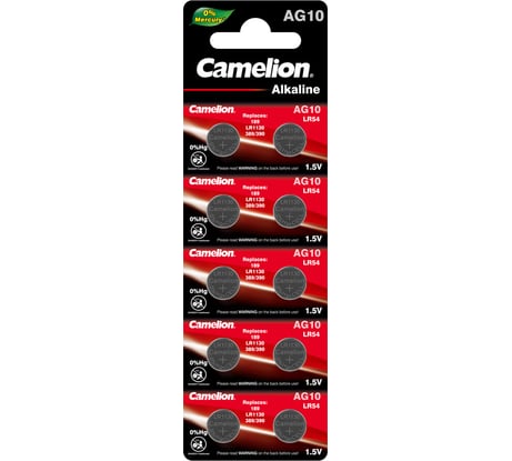 Батарейка для часов Camelion G10 BL-10 Mercury Free AG10-BP10 0%Hg 389A/LR1130/189 12818