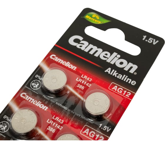 Батарейка для часов Camelion G12 BL-10 Mercury Free AG12-BP10 0%Hg 386A/LR43/186 12820