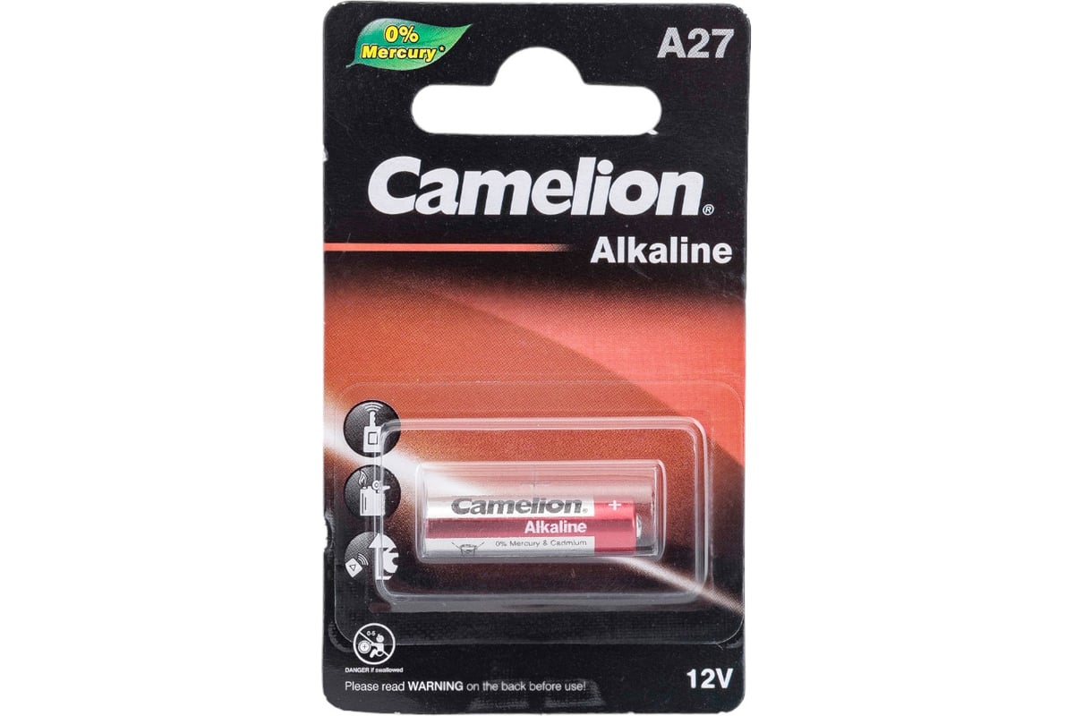 Батарейка Camelion LR27A BL-1 Mercury Free A27-BP1 12В 12829 - выгодная  цена, отзывы, характеристики, фото - купить в Москве и РФ