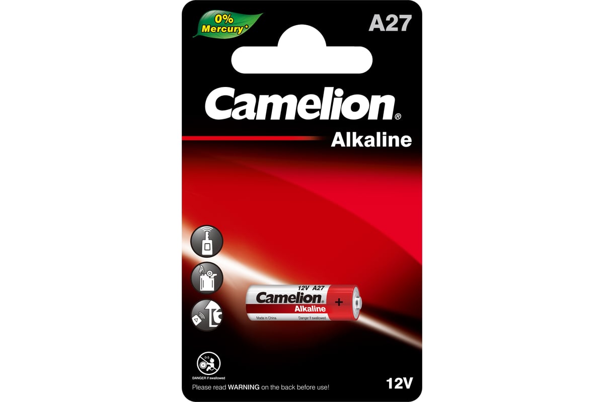 Батарейка Camelion LR27A BL-1 Mercury Free A27-BP1 12В 12829 - выгодная  цена, отзывы, характеристики, фото - купить в Москве и РФ