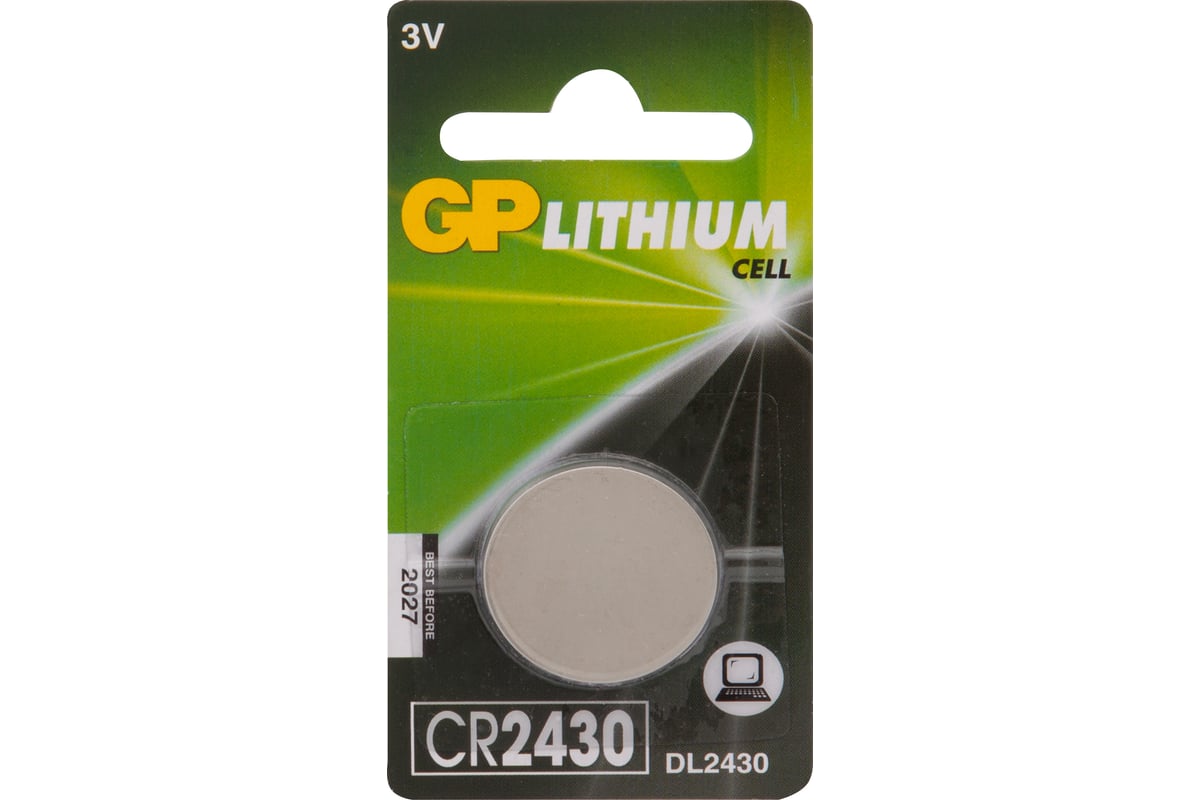 Литиевая дисковая батарейка GP Lithium CR2430 - 1 шт. в блистере .