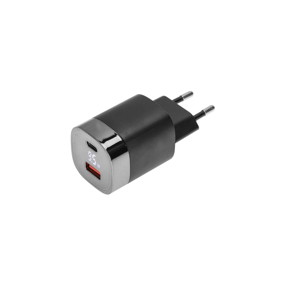 Сетевое зарядное устройство rexant usb qc (30w) + type c pd (33w), с дисплеем 18-2224