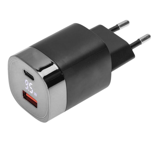 Сетевое зарядное устройство REXANT usb qc (30w) + type c pd (33w), с дисплеем 18-2224